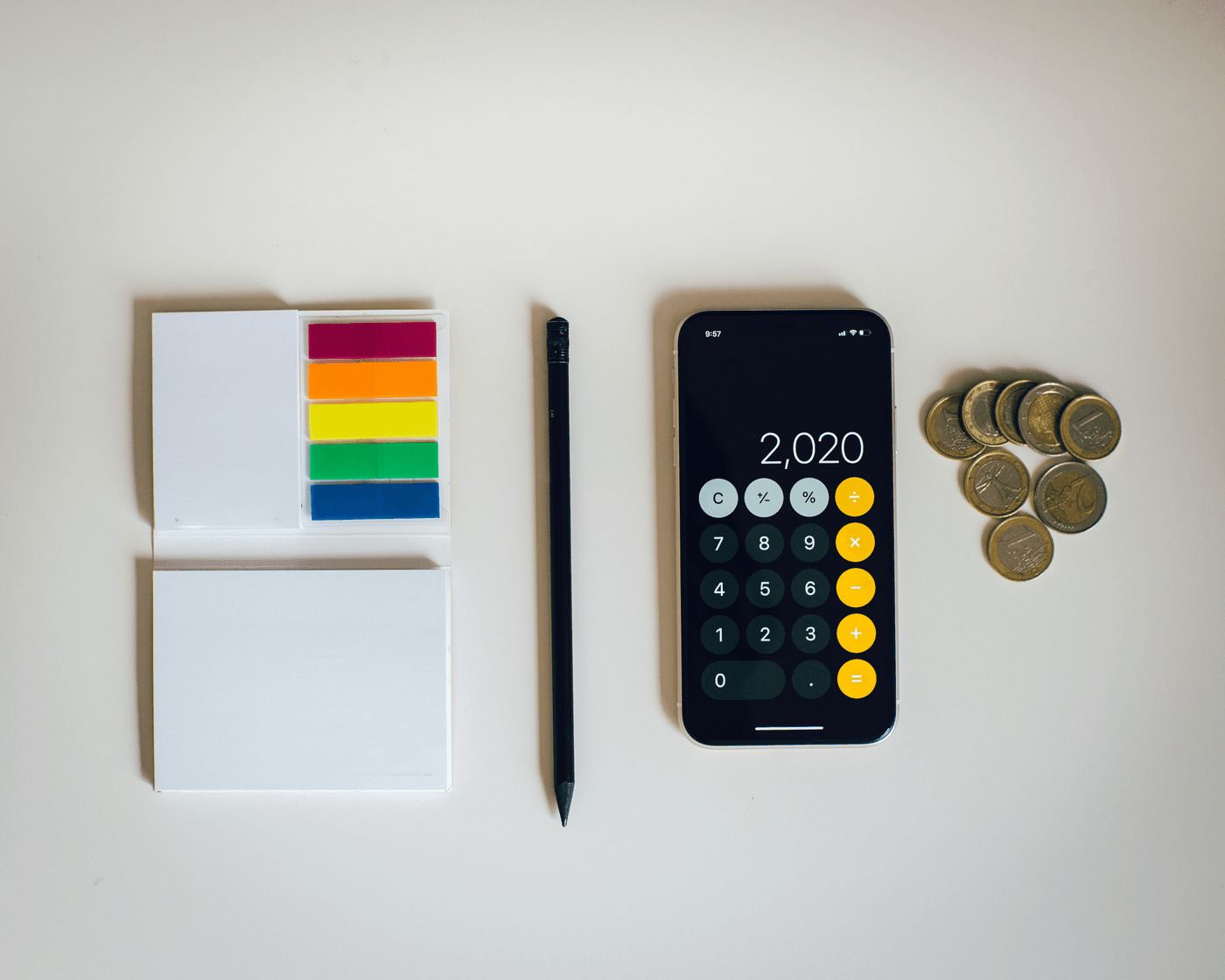 Calculator and notes used for tax planning
