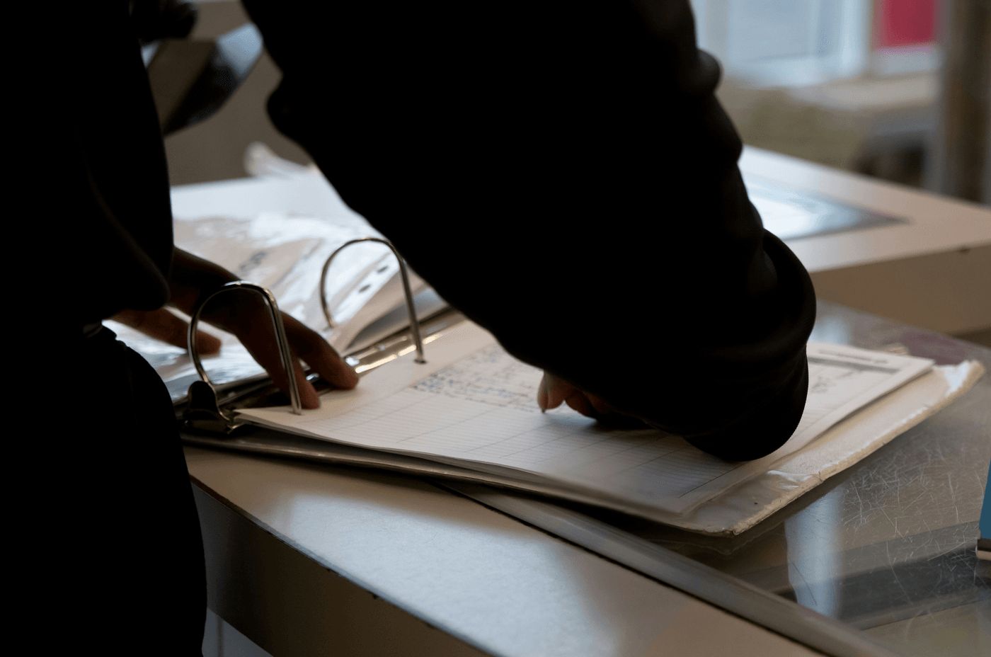 Consultant reviewing tax documents